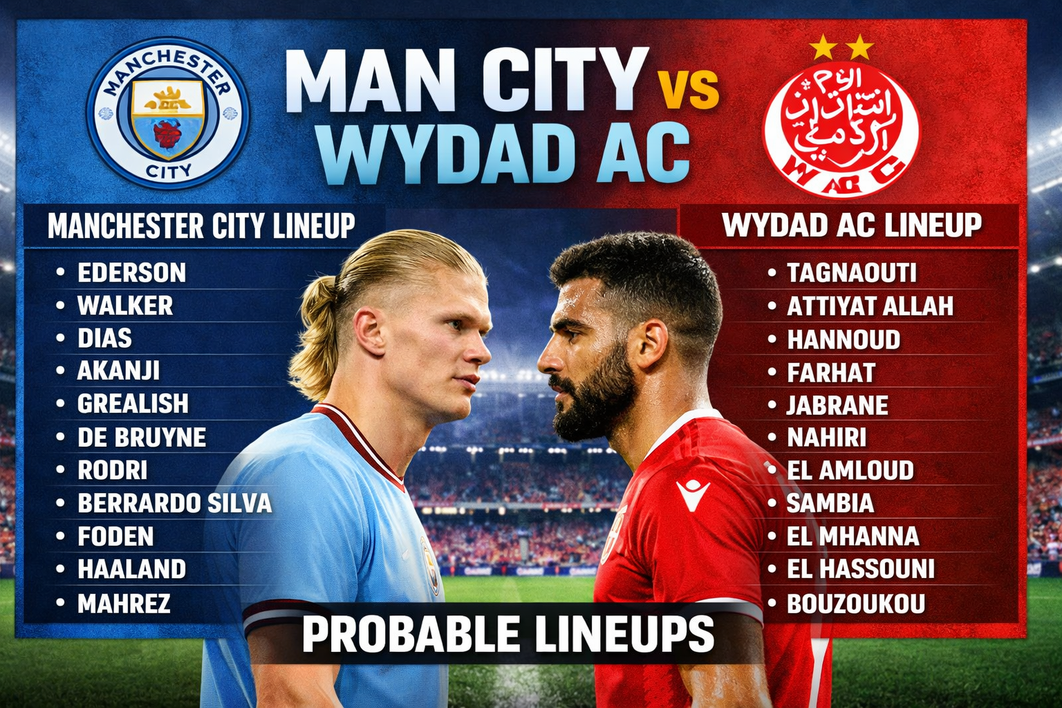 man city vs wydad ac lineups