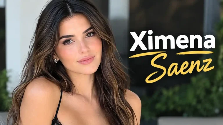 Ximena Saenz Mexican-American influencer smiling with long wavy brown hair in black lace top portrait